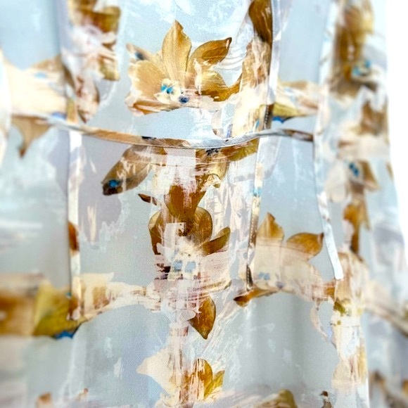 ALLSAINTS,Soft Blue with a Painterly Pattern printed in Italy 100% Silk, EUC - Picture 7 of 16